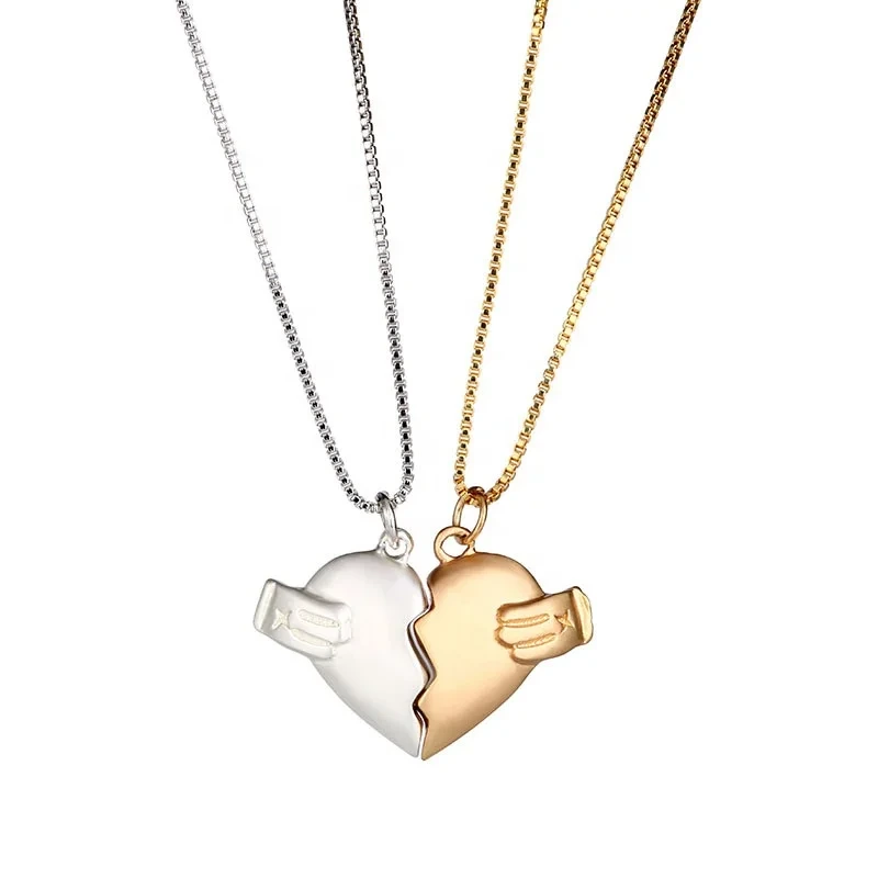 Heart Break Love Pendant Couple Necklace Men And Women Gift Alloy Magnet Necklaces 1