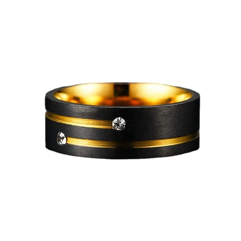 European And American Style Popular Stainless Steel Titanium Steel Diamond Gemstone Retro Men Rings 1