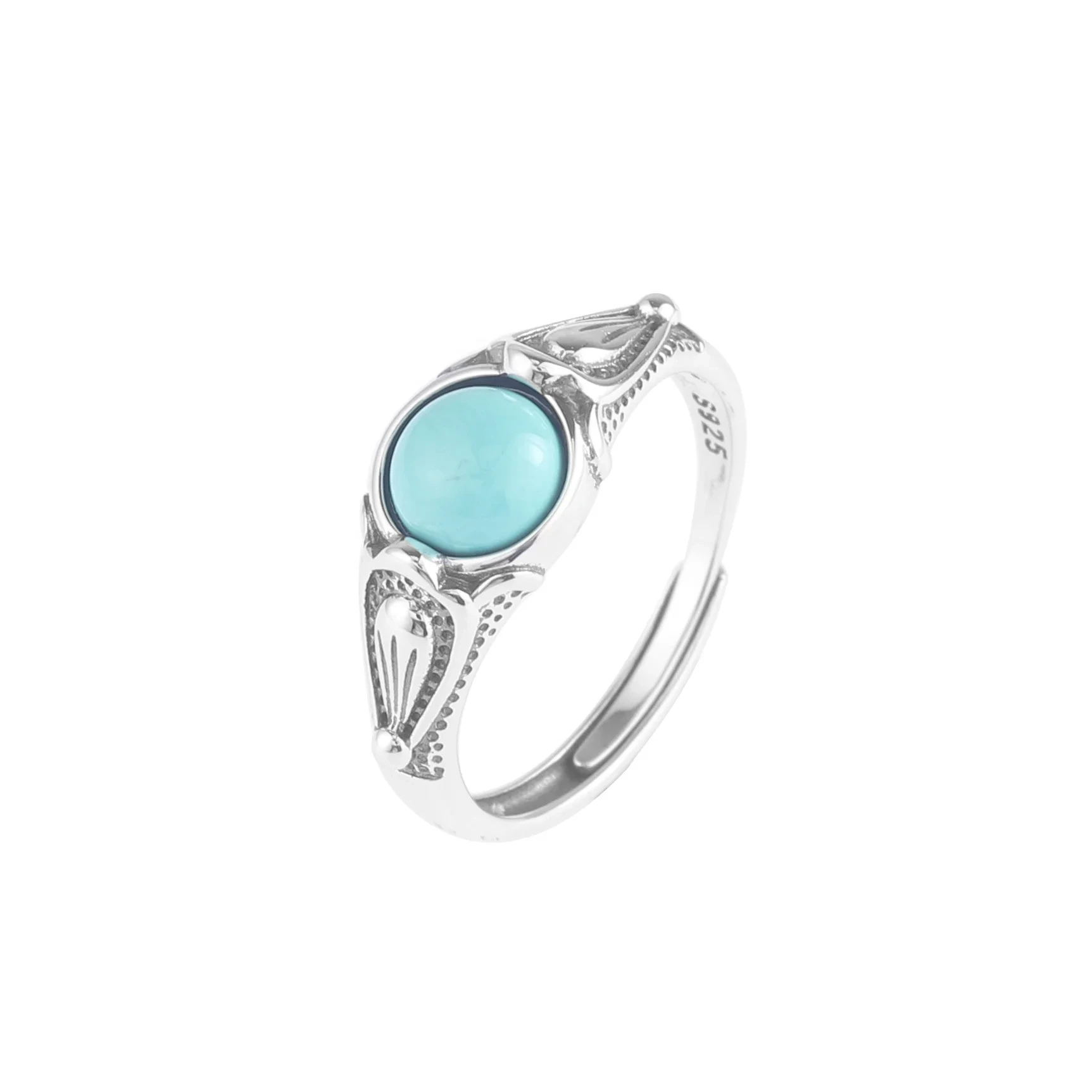Atacado s925 prata esterlina tai turquesa moda jóias anéis feminino vintage azul ônix anel 1