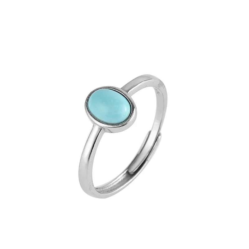 925 Sterling Silver Ring With Natural Blue Sapphire Stones Ring Cheap Vintage Adjustable Ring For Friend 1