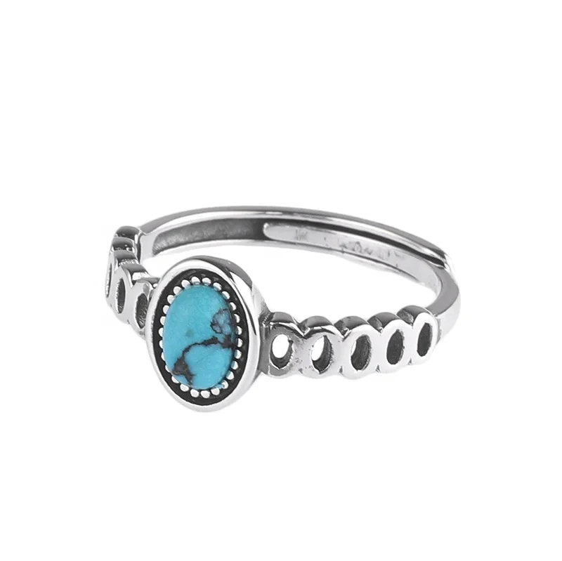 Round S925 Sterling Silver Ring For Women Vintage Thai Silver Fashion Cool Ladies Index Finger Ring Women Jewelry 1