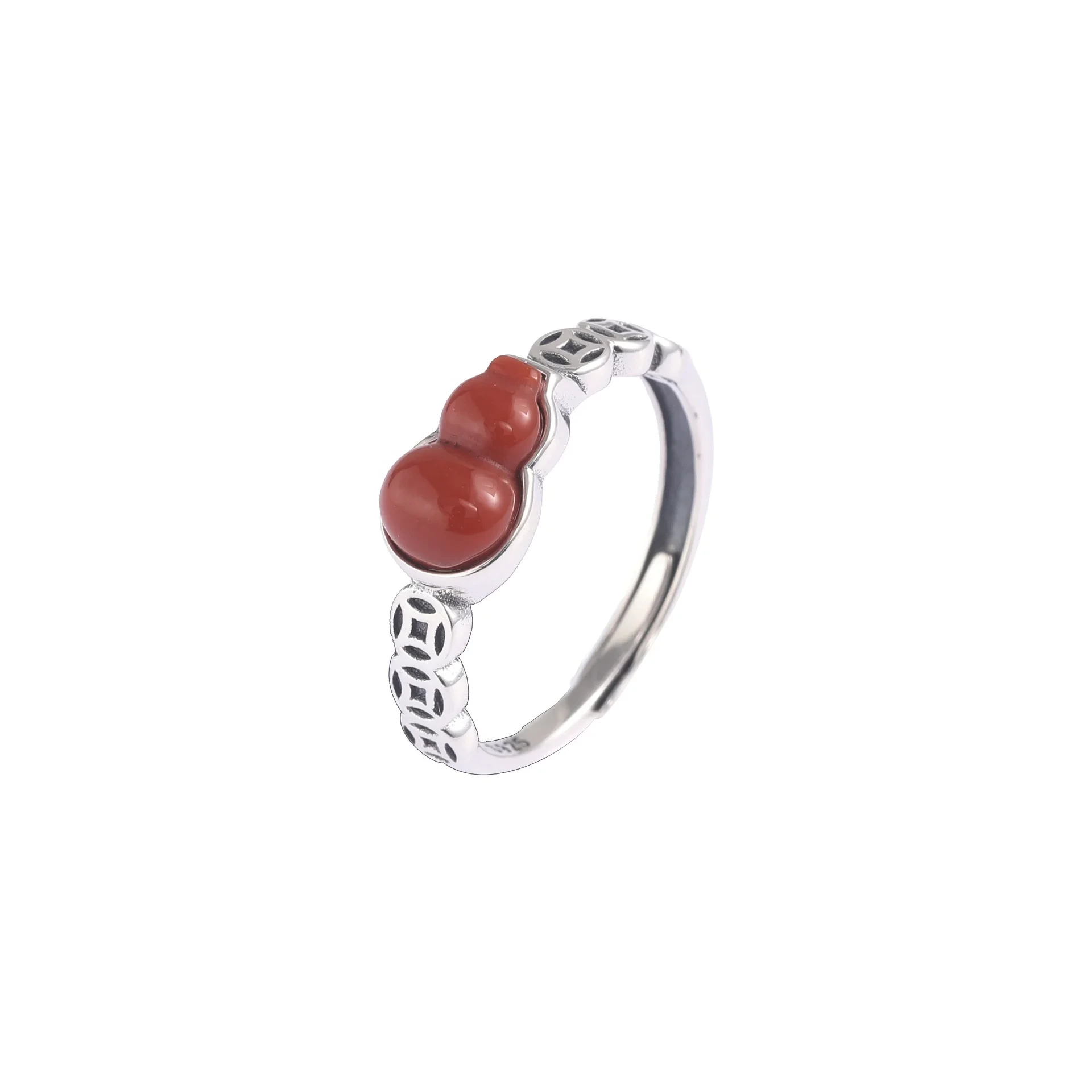 Original 925 Silver Jewelry Vintage Design 925 Sterling Silver Chain Rings Red Agate 3925 Sterling Silver Jewelry Ring 1