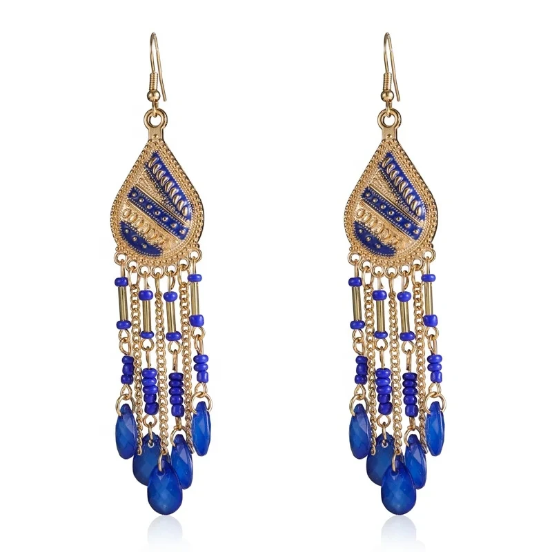 Multilayer Long Bohemian Water Drop Seed Bead Tassel Earrings Sets For Women Girls Holiday Beach Jewelry 1