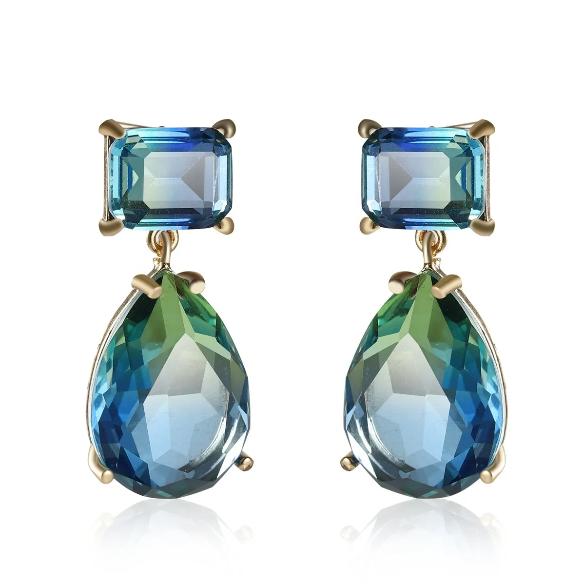 New Style Women Jewelry Tourmaline Crystal Earrings Popular Creative Square Water Drop Earrings For Women 1