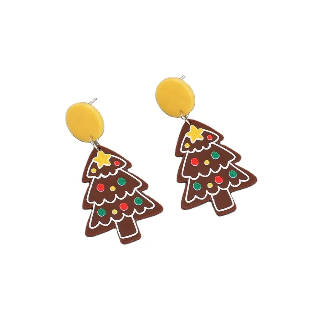 New Christmas Series Wholesale Earrings Women Acrylic Christmas Tree Snowflake Love Christmas Earrings Jewelry 1