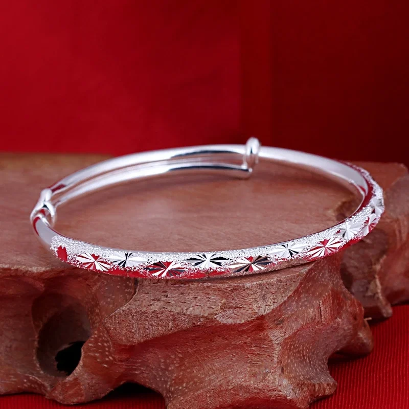 Dainty Pure Silver Bracelet S990 Sterling Silver Gypsophila Bracelet Fashion Jewelry Silver Bangle 1