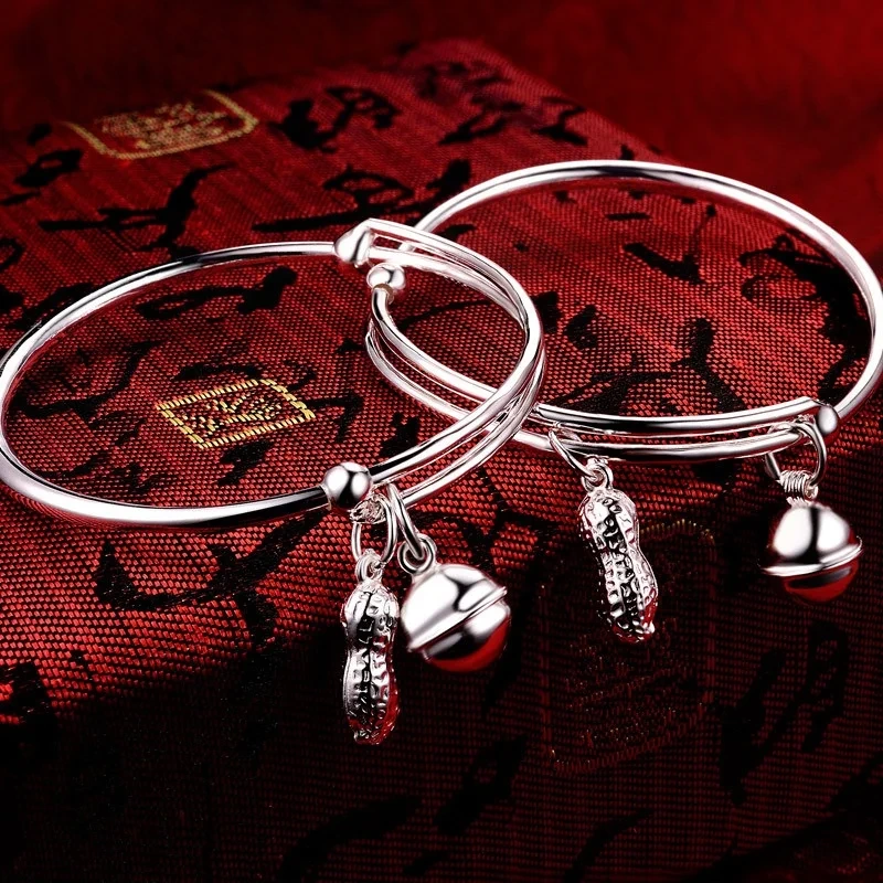 Gifts For Babies And Children S999 Pure Silver Baby Charm Bracelet Newborn Jewelry Silver Bangles 1
