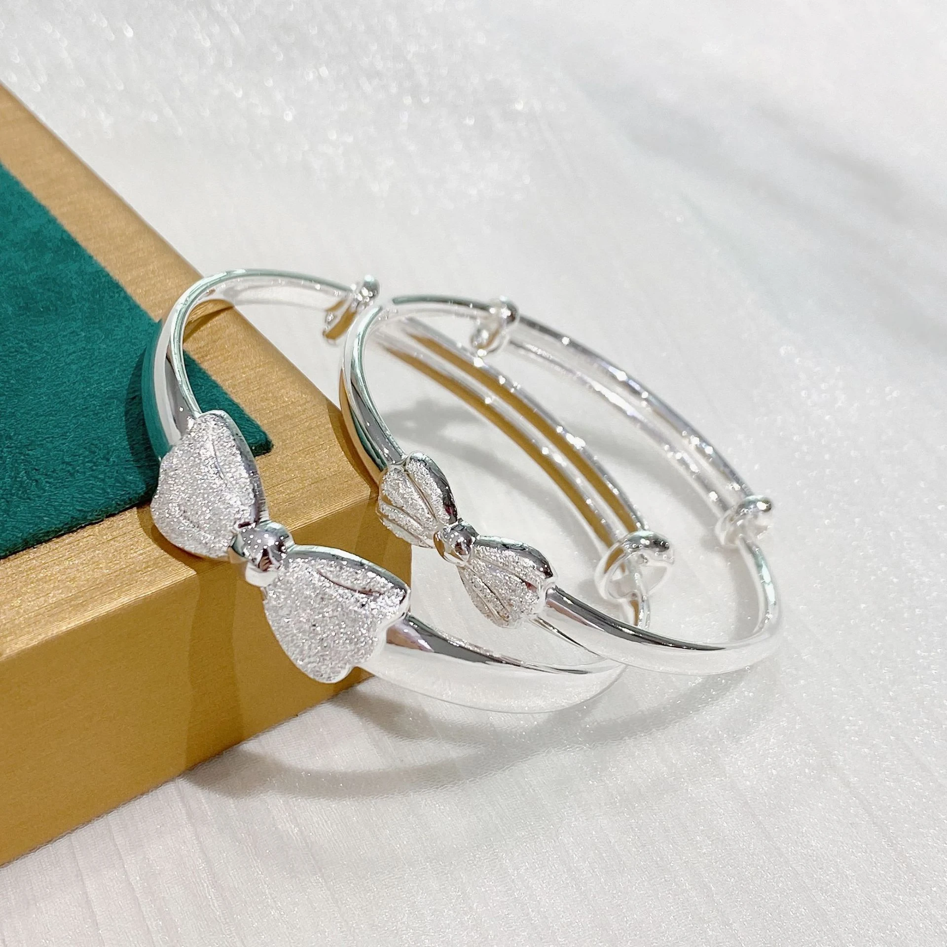 Pure Silver 999 Princess Bow Children's Bracelet Adjustable Sterling Silver Baby Bracelet Jewelry Wholesale 1