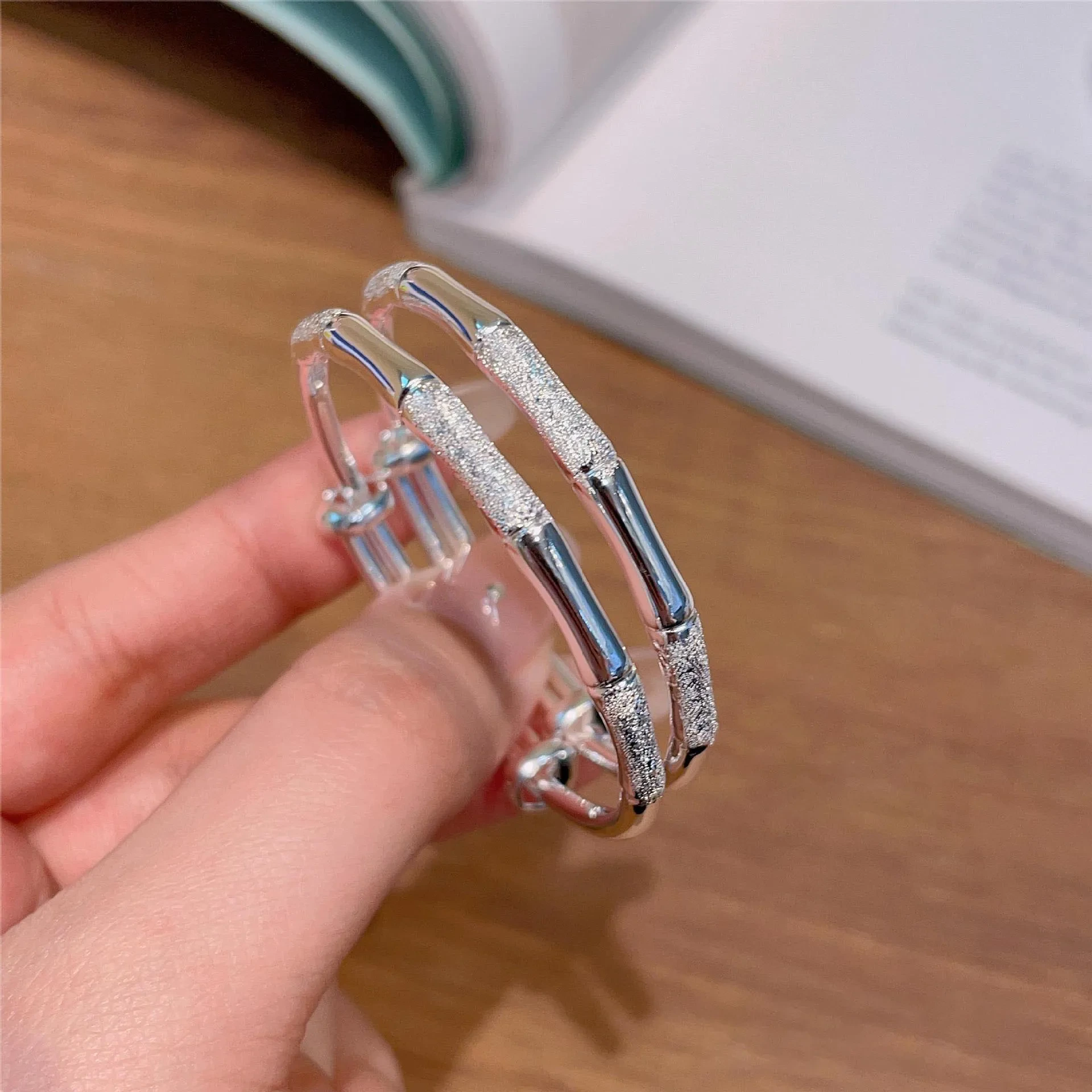 Vintage 999 Sterling Silver Bamboo Children's Bracelet Step By Step Smooth Push Pull Baby Bracelet Birthday Gift 1