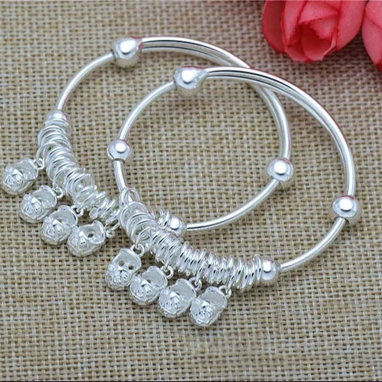 Fashion Sterling Silver Baby Bracelet Adjustable Shoes Cartoon 990 Children's Bracelet Creative Pure Silver Bracelet 1