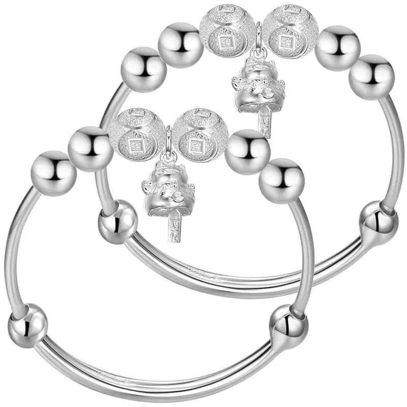 Fashion Transfer Bead Children's Bracelet 990 Sterling Silver Baby Bracelet Cat Bracelet Silver Jewelry Wholesale 1