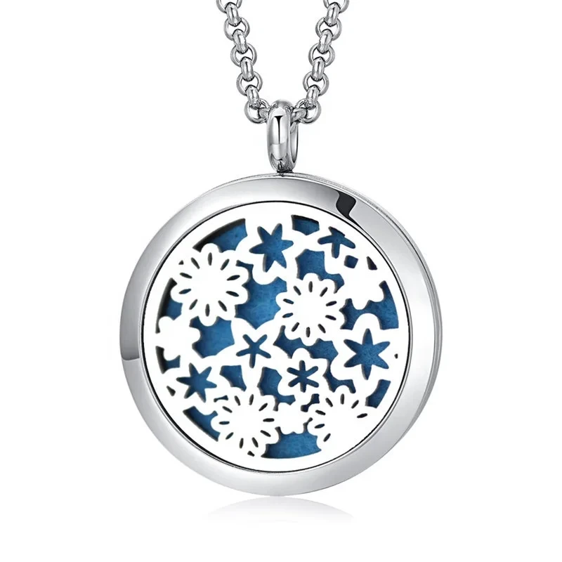 Hot Sale Newly Fashion Stainless Steel Essential Oil Perfume Diffuser Locket Necklace For Women 1