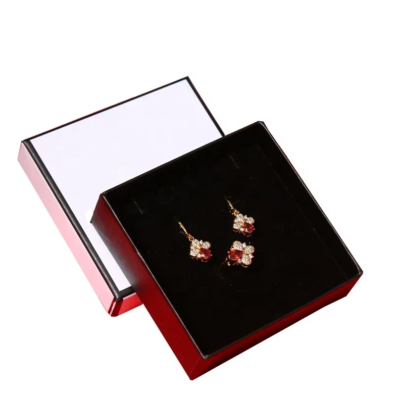 Wholesale High Quality White Black Border Custom Paper Necklace Earrings Jewelry Boxes 1
