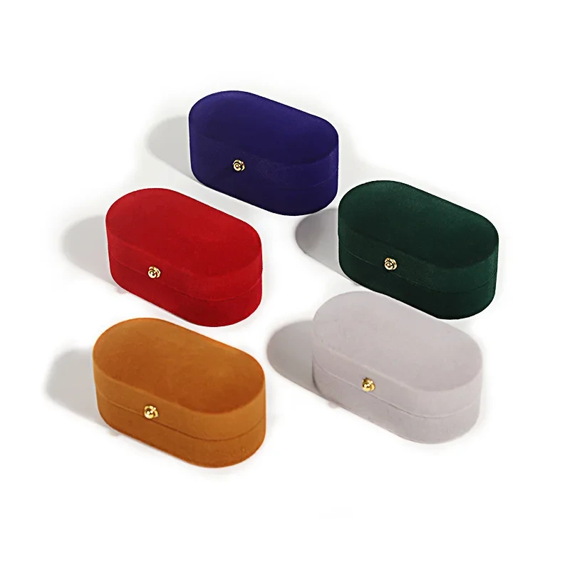 Factory Velvet Jewelry Box Ring Earrings Box Gold Buckle Jewelry Packing Box Wholesale 1