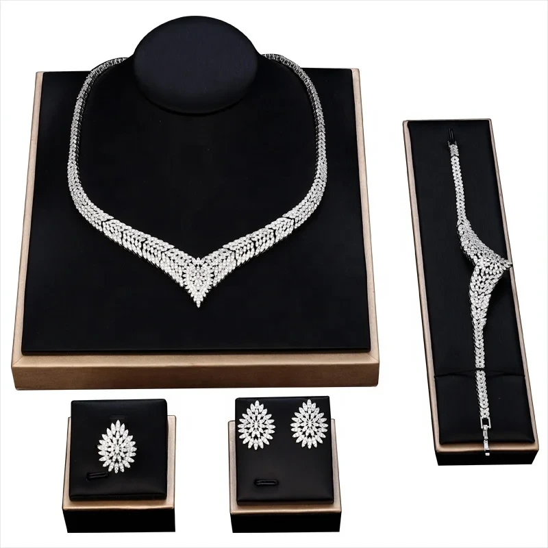 New Cubic Zirconia Jewelry Set Earrings Bracelet Ring Necklace Set Jewelry Women Jewelry Sets 1