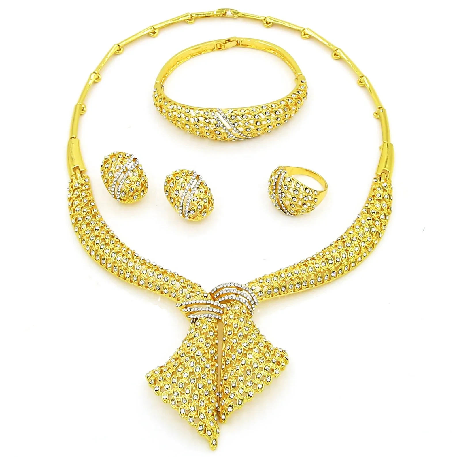 18k Gold Plated Fashion Jewelry Luxury Indian Jewelry Sets For Women Wholesale Bridal Jewelry Set For Wedding 1