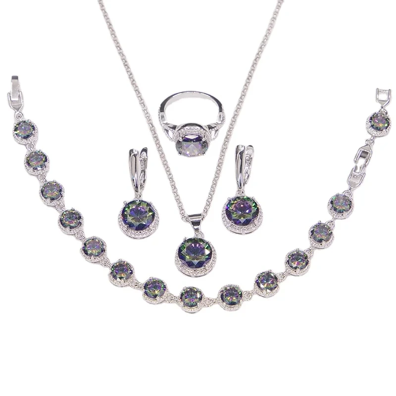 Preço de fábrica moda feminina joias colar de cristal conjunto de joias de zircônia cúbica 1