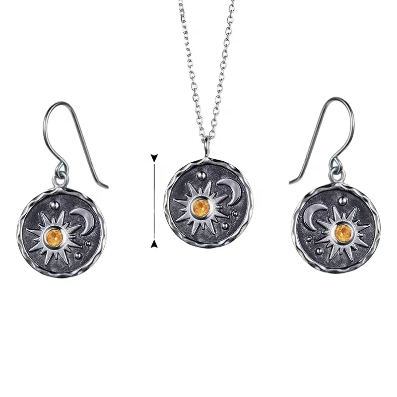 Conjunto de brincos e colar de verão barato feminino sol lua joias boêmia atacado conjunto de joias femininas 1