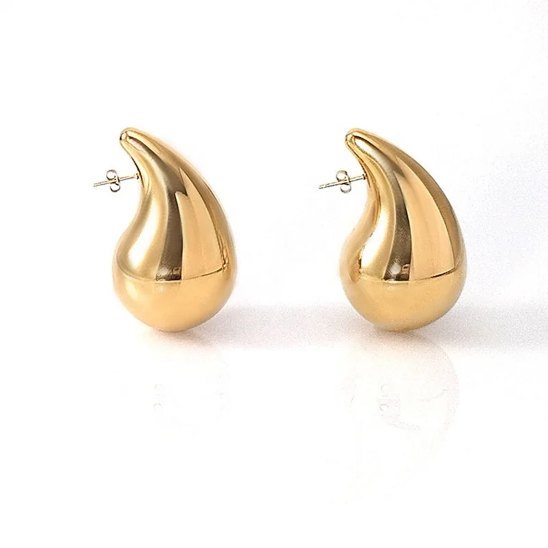 Hot Sale Super Large Water Drop Earrings For Women Titanium Steel Polished Gold Plated 50mm Teardrop Earrings Wholesale 1