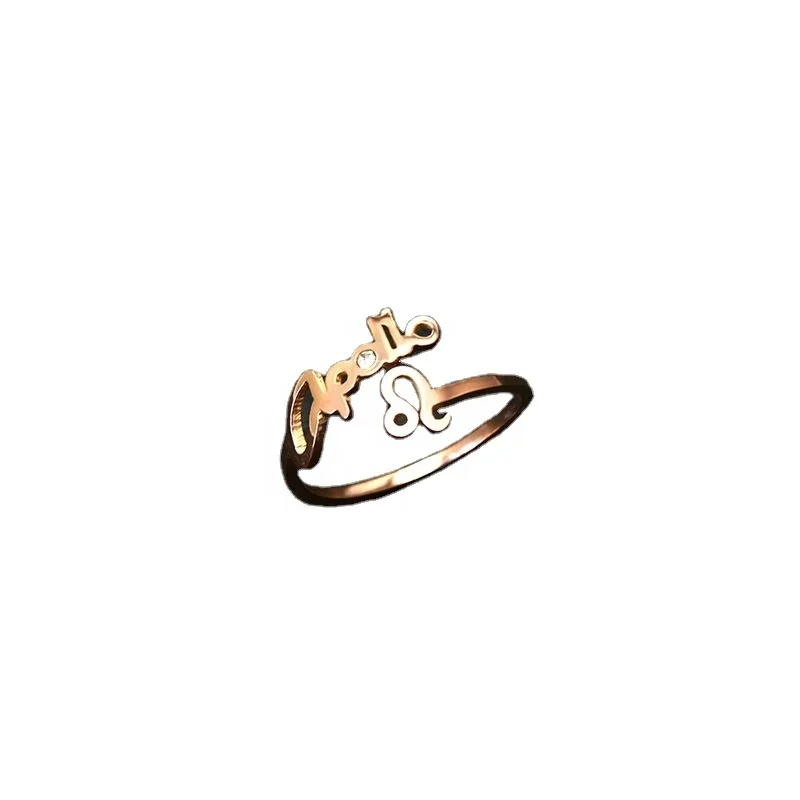 Fashion Simple And Minimized Rose Gold Zodiac Sign Rings Stainless Steel For Women 1