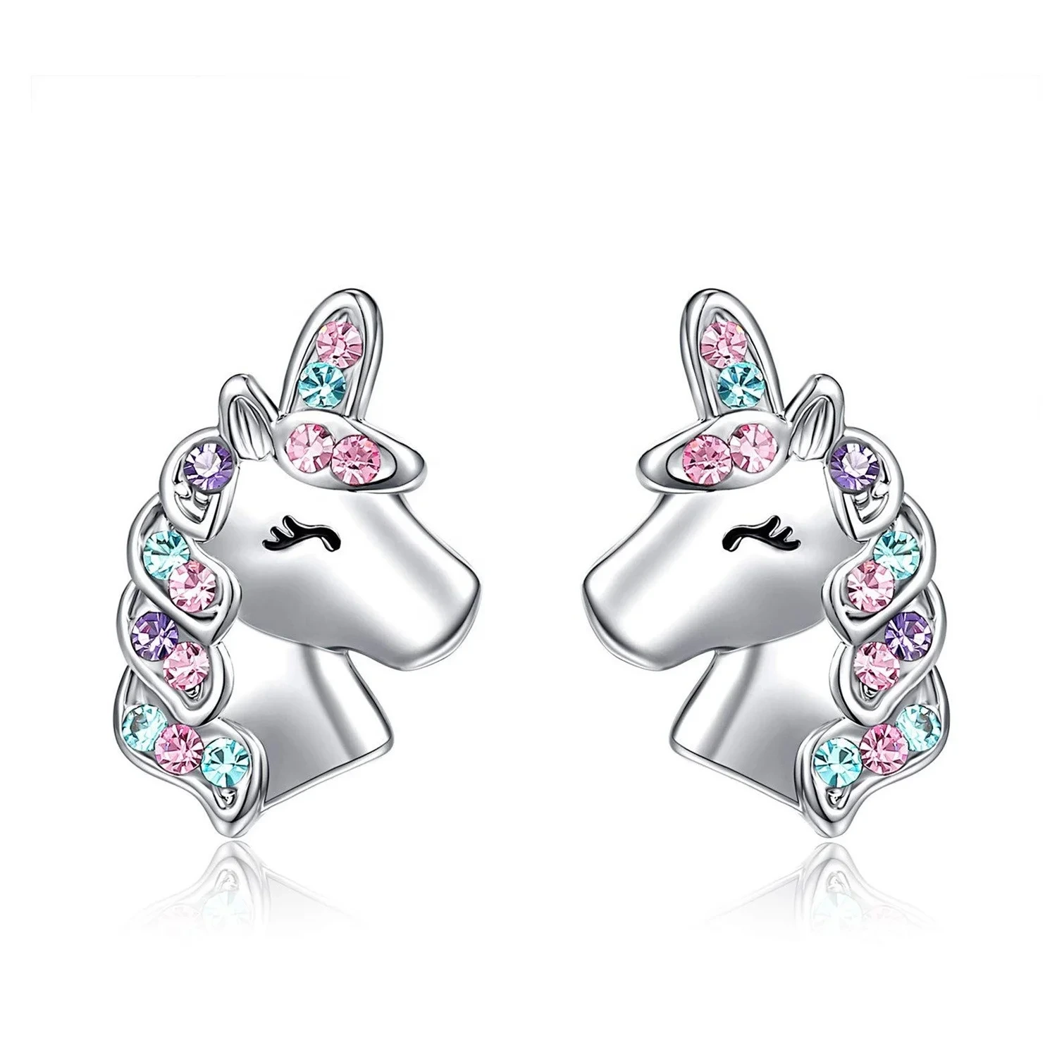 Unicorn Cute Stud Earrings For Little Girls Cut Zircon Womens 925 Silver Small Stud Unicorn Earrings For Gift 1