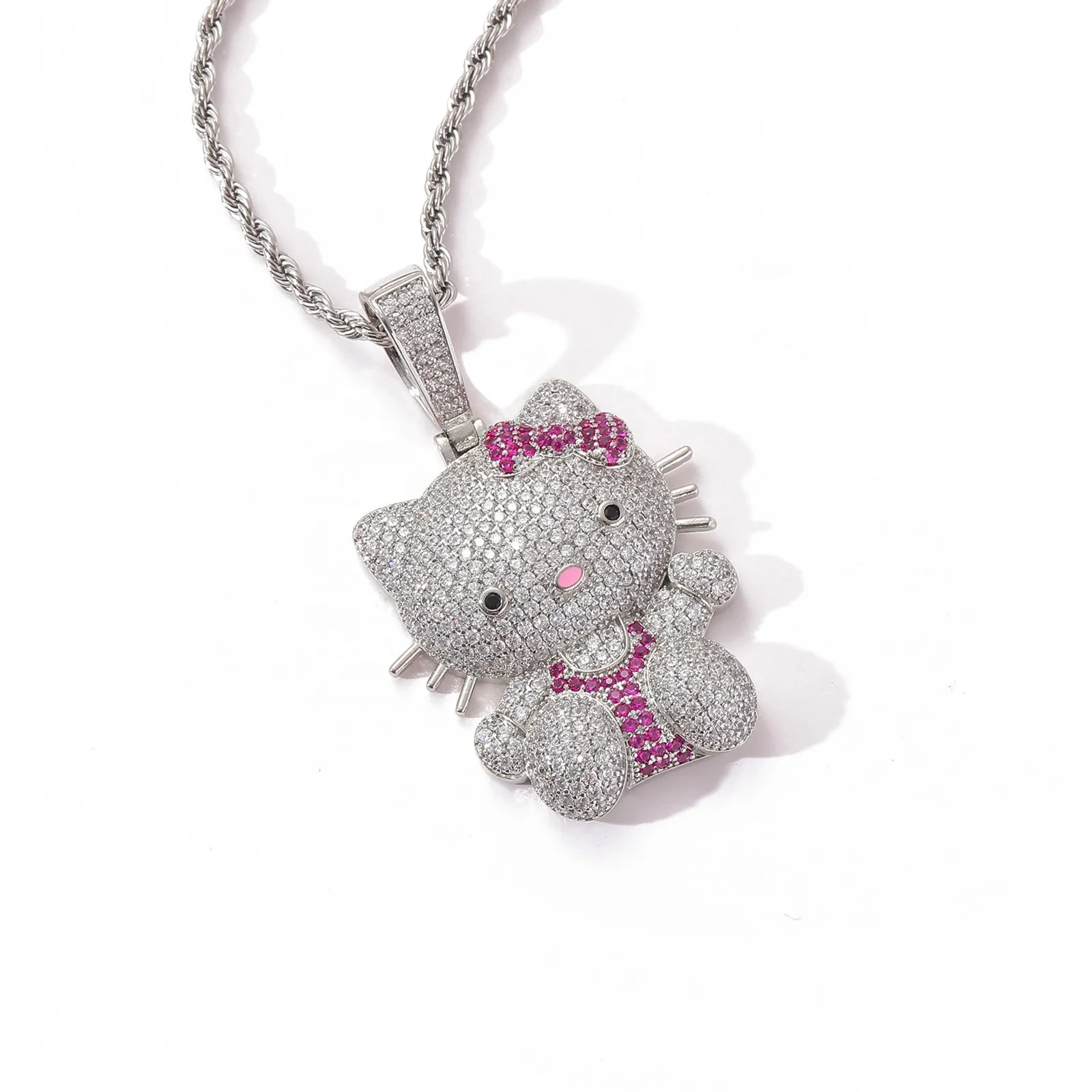 2024 New Cartoon Crystal Hello Kitty Necklace Pendant Necklace Pendant Cat Fashion Jewelry Necklaces For Women 1