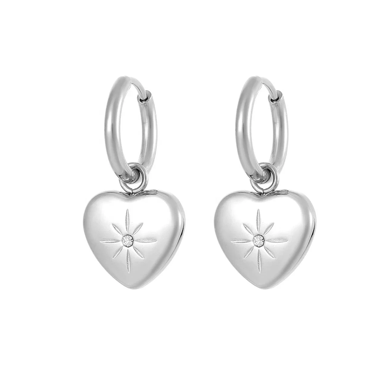 2024 New Style Earrings Korea Heart Earrings Gold With Diamond 14k Gold Plated Heart Shaped Stud Earrings 1