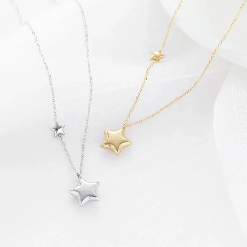 New Fashion Star Pendant Necklace Stainless Steel Silver 18k Gold Plated Fashion Jewelry Necklaces 1
