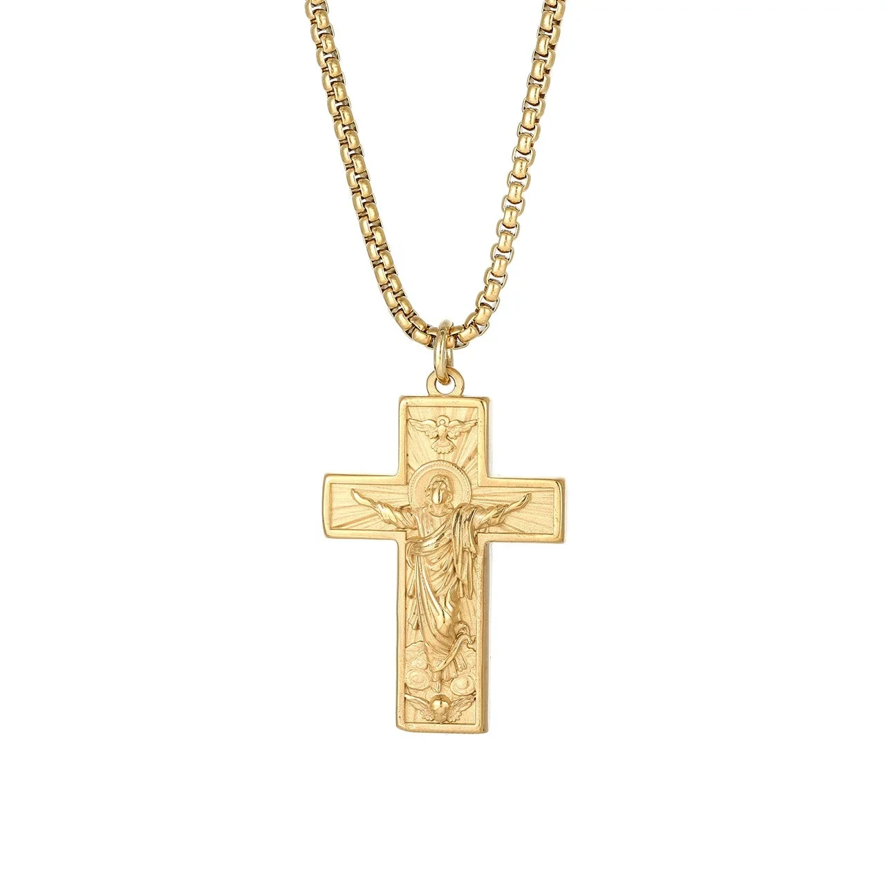 Fashion New Pendant Necklace Cross Pendant Necklace Jewelry For Women 18k Gold Stainless Steel Gold Cross Necklace For Men 1
