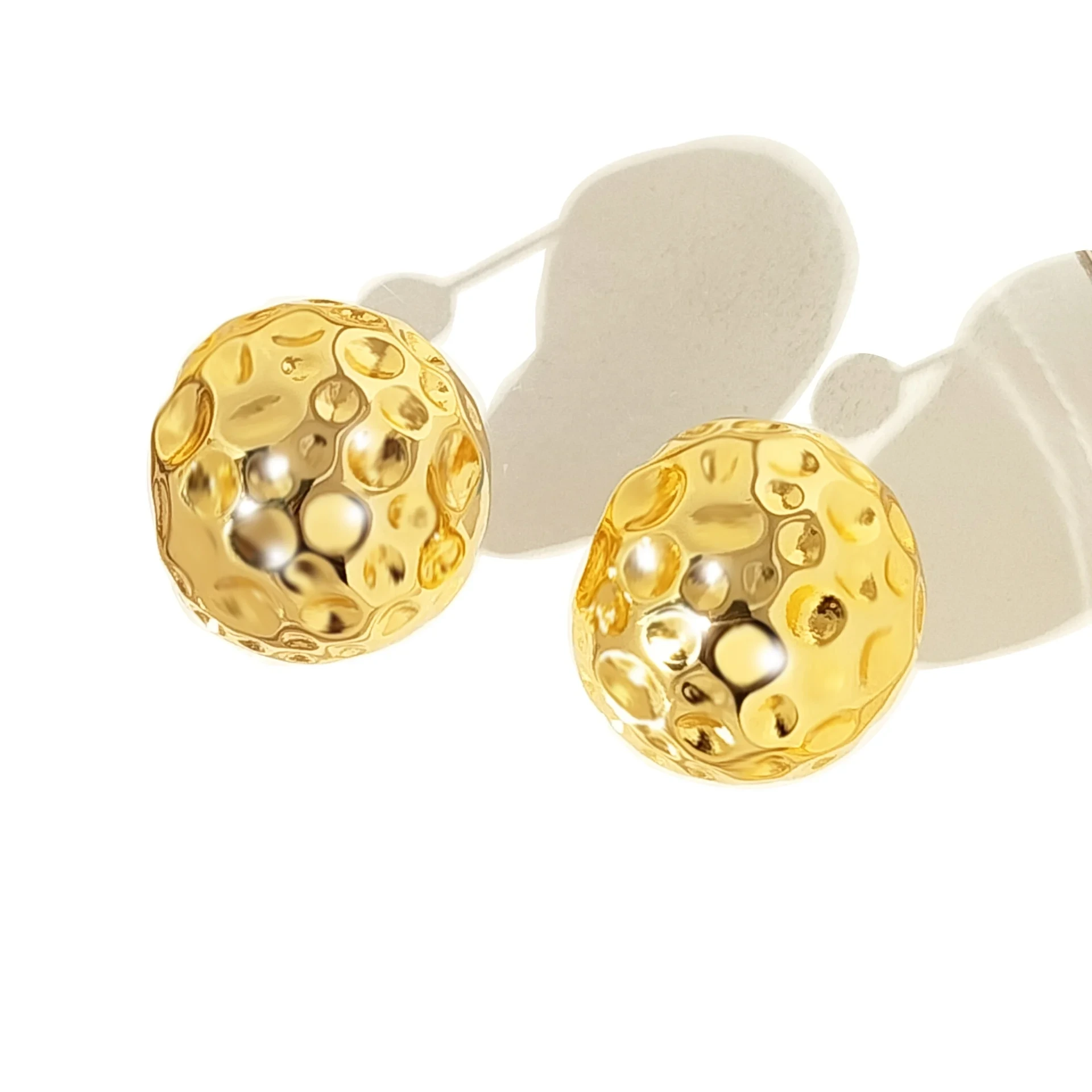 Trendy Earrings 2024 Luxury Hammer Pattern Gold Balls Earrings Women Fashion Elegant Titanium 18k Gold Disco Ball Earrings 1