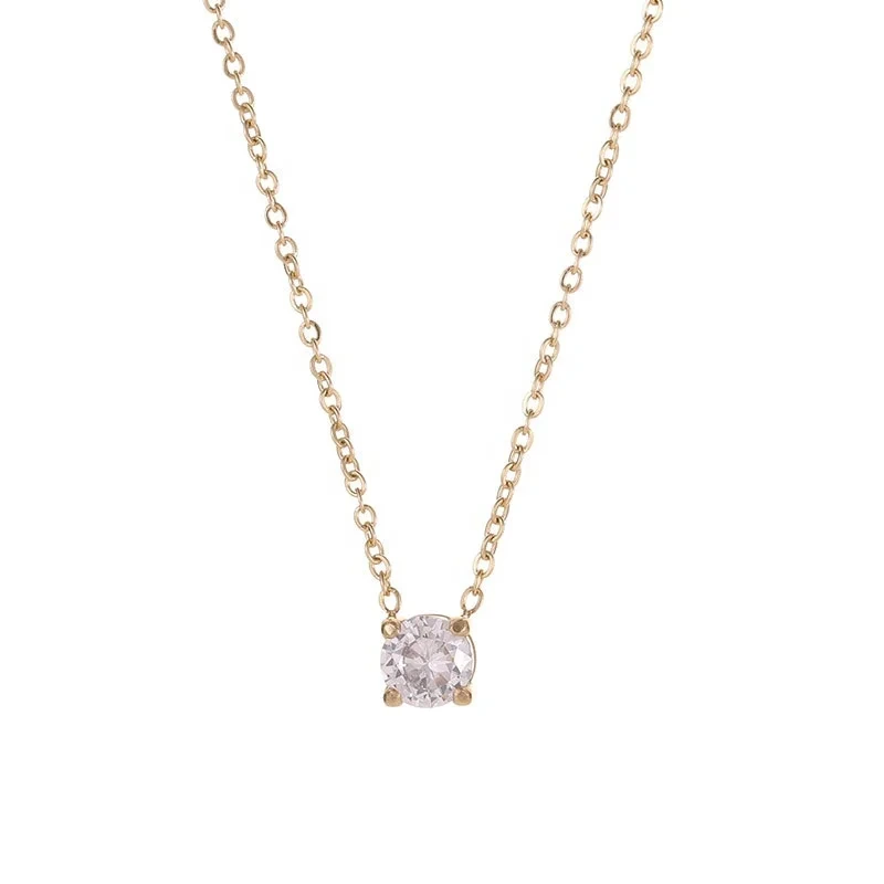2024 New Gold Plated Zircon Pendant Necklace Titanium Steel Diamond Necklace Light Luxury Fashion Jewelry 1