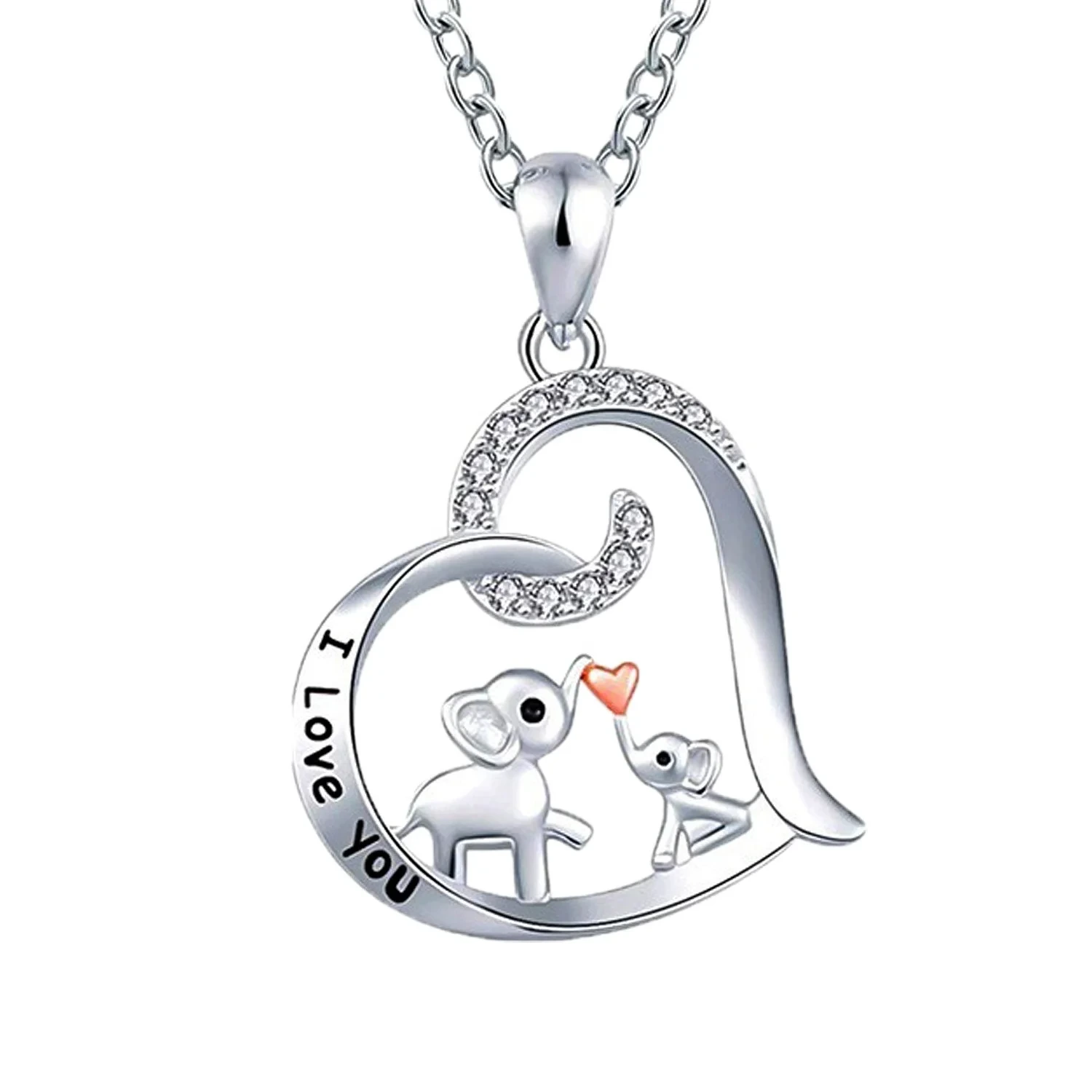 New Heart-shaped Necklace Elephant S925 Sterling Silver Elephant Necklace Jewelry For Mothers Day 1