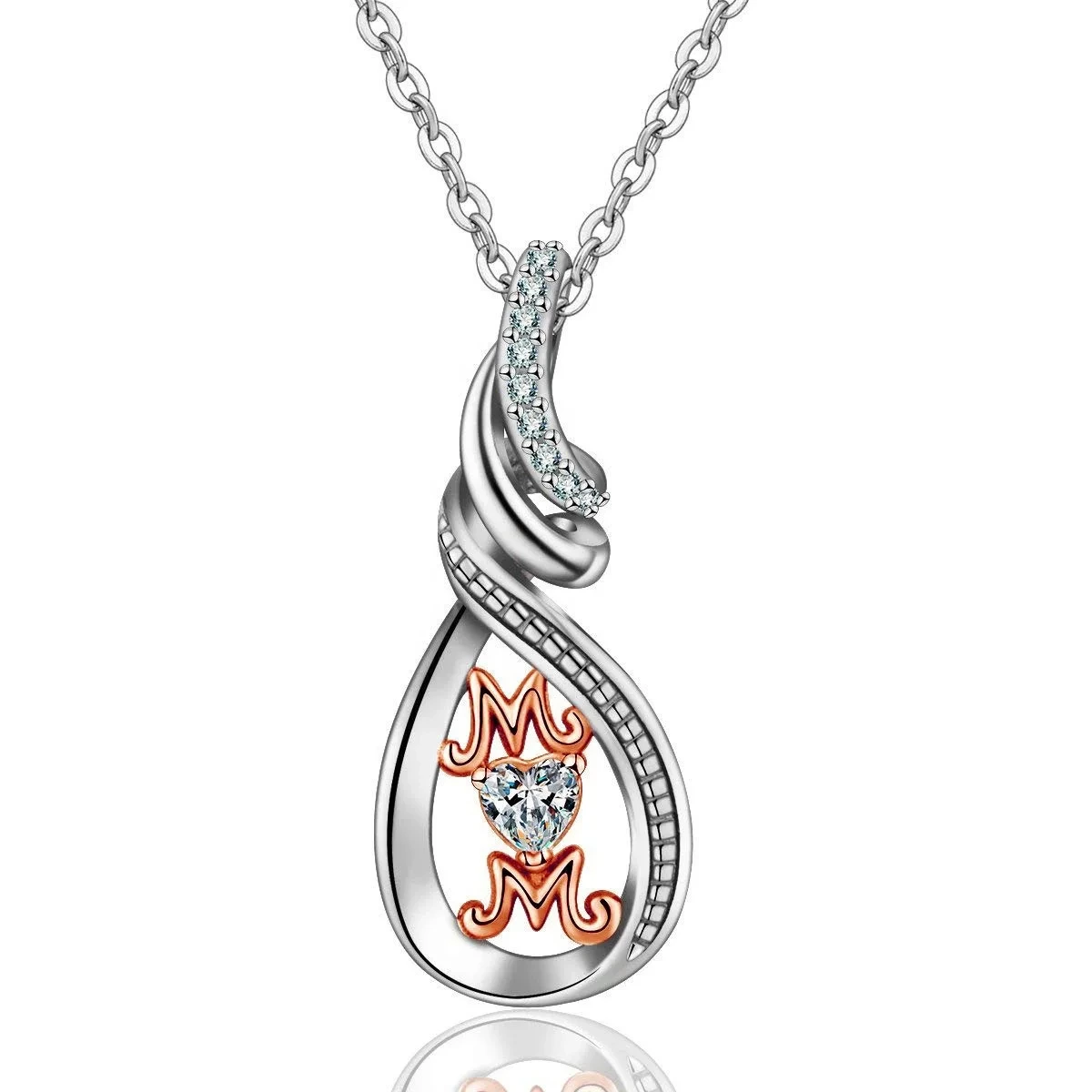 Suministro de fábrica, collar con colgante de gota de agua de plata esterlina S925, collar para mamá, artículos de regalo de plata esterlina para el día de la madre 1
