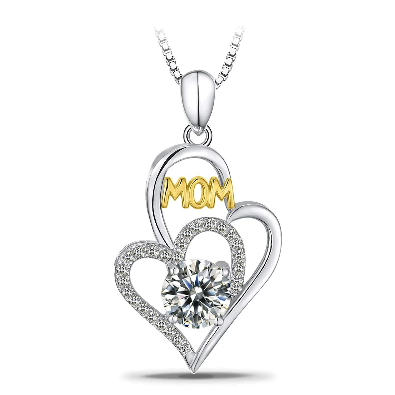 2024 New Heart Bulk Bling 925 Sterling Silver Necklaces For Mom And Daughter Fashion Silver Heart Pendant 1