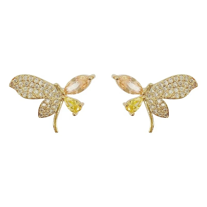 New Arrival Earrings 2024 French Style Zircon Butterfly Earrings Light Luxury Butterfly Earrings Stud 1