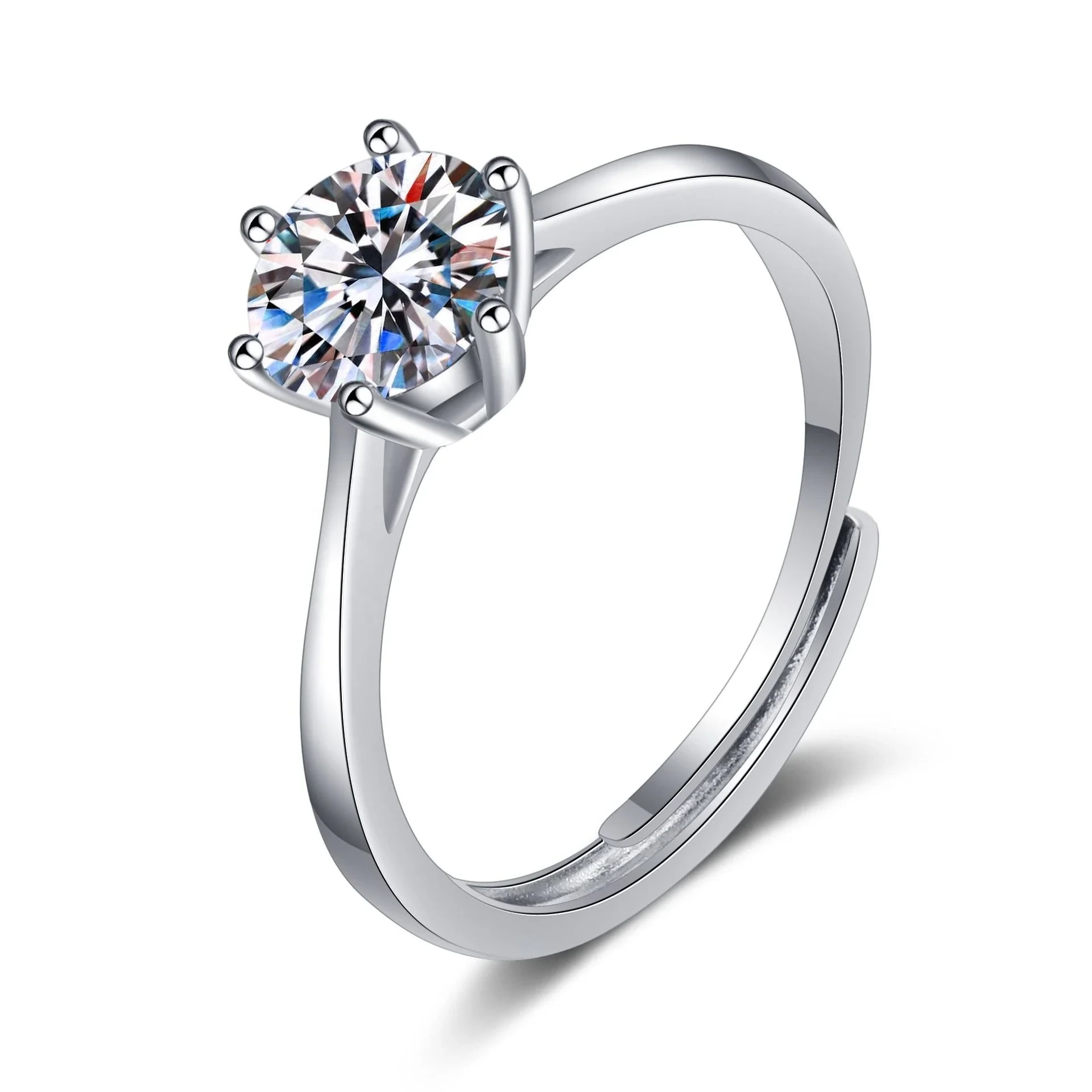 S925 Sterling Silver 0.5ct 1 Carat Silver Plated Platinum High Quality Vvs Moissanite Diamond Women Luxury Wedding Rings 1