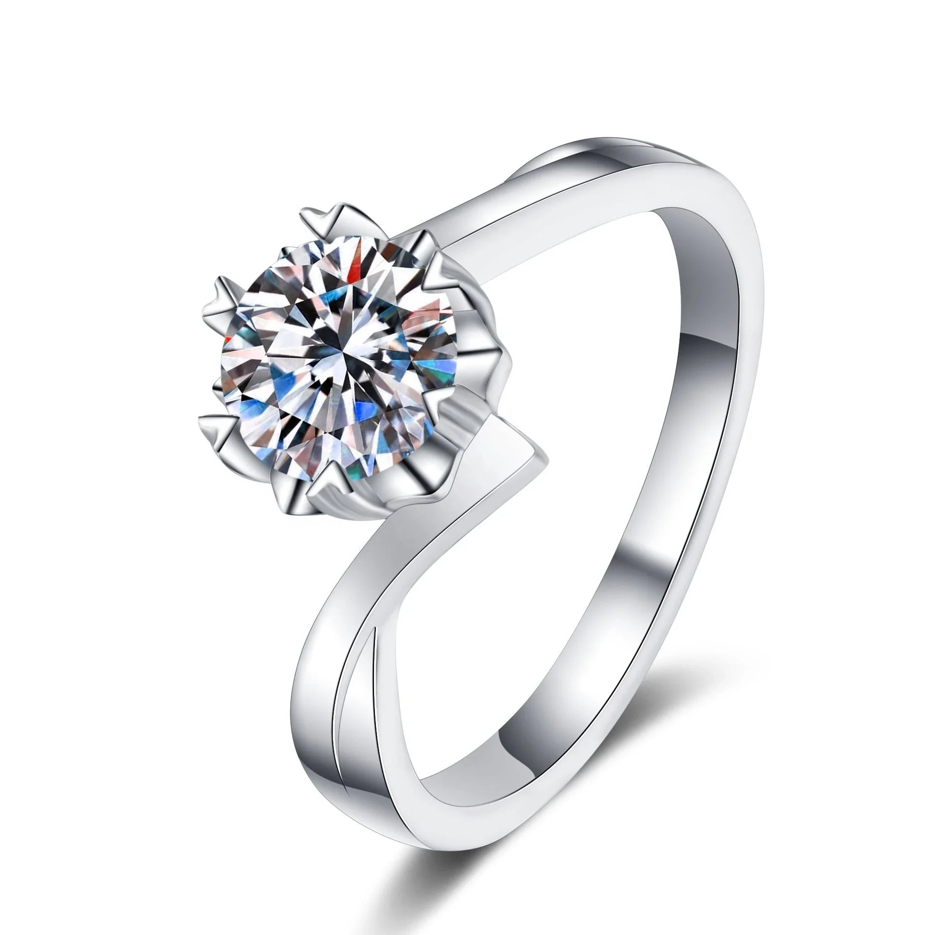High Quality Pt950 Plated Moissanite Circular 1.0ct Engagement Diamond Women Luxury Wedding Ring 1