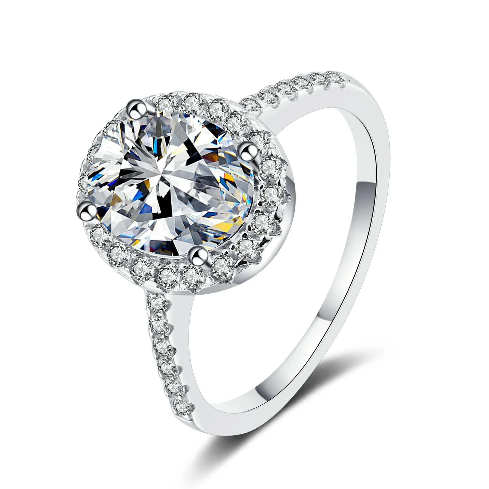 Brilliant 925 Silver White High Quality Round Moissanite Circular 2.0ct Engagement Diamond Ring For Women 1