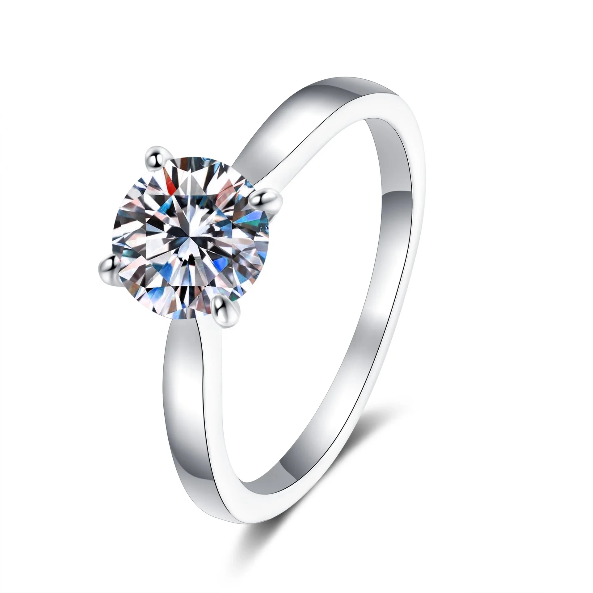 0.5ct To 2ct Vvs1 D Color Adjustable Round Cut 1ct Moissanite 925 Sterling Silver Engagement Ring For Women 1