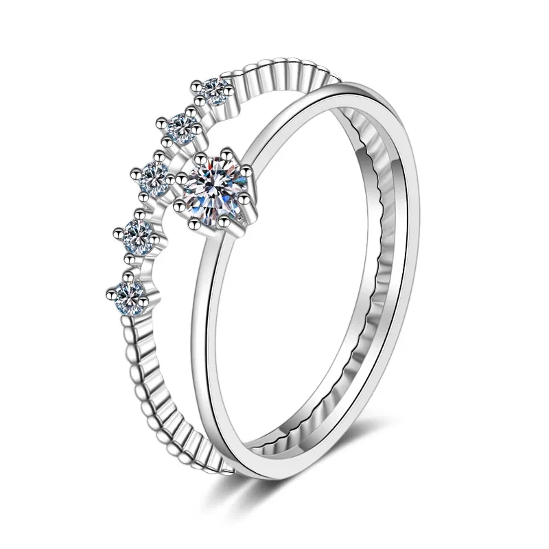0.1ct Pt950 Plated Sterling 925 Silver Ring With Moissanite Diamond Women Luxury Wedding Rings 1