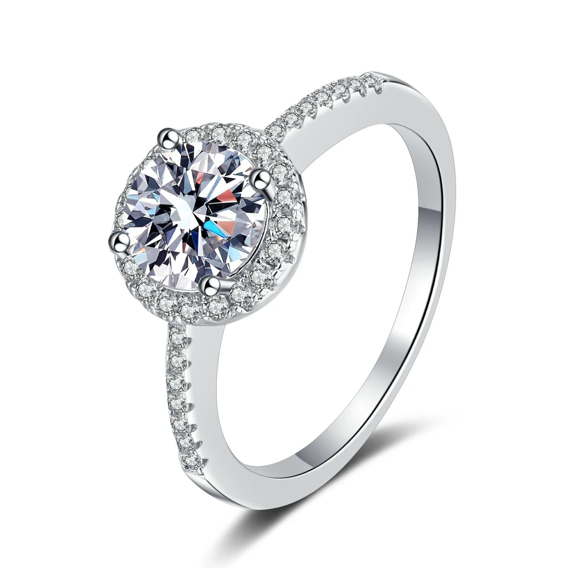 Luxury Vvs1 1ct 2ct 925 Sterling Silver D Color Vintage Moissanite Lucky Wedding Women's Ring 1