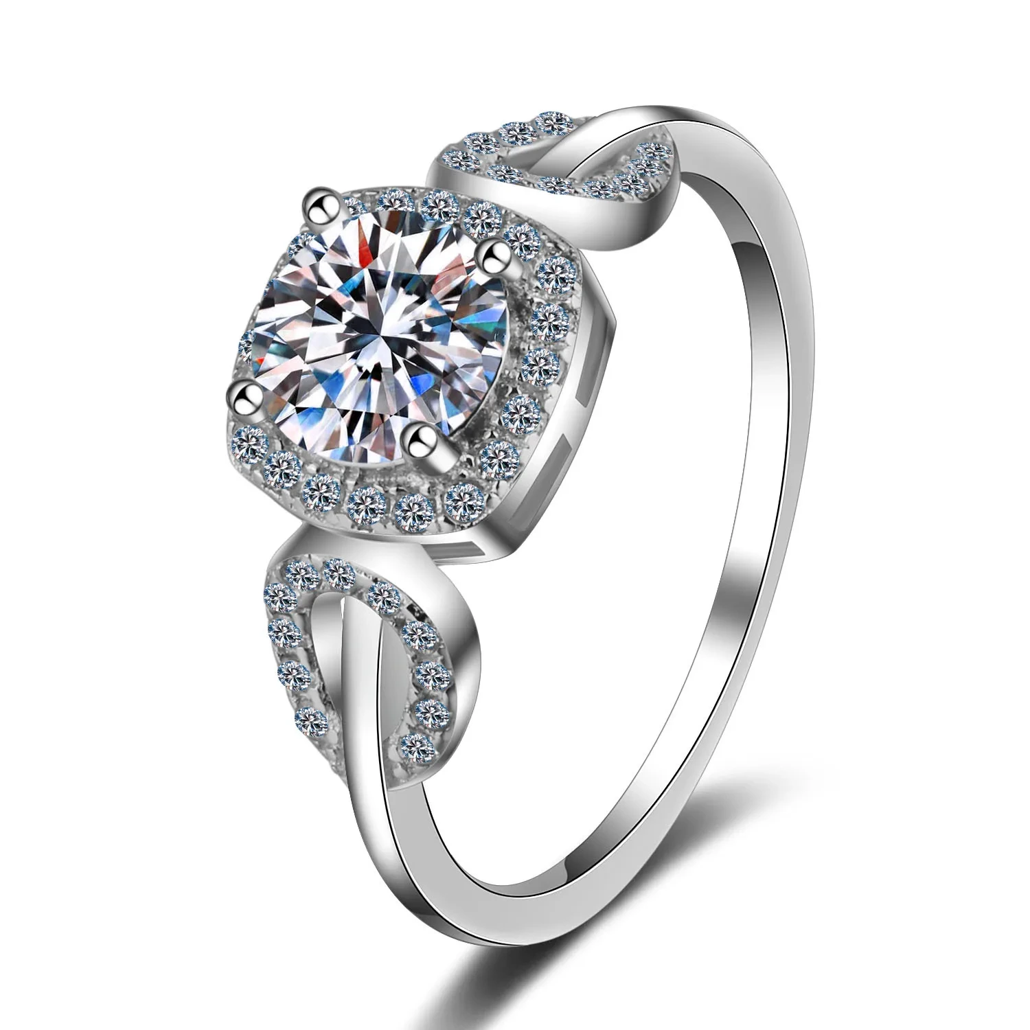 High Quality Pt950 Plated 925 Sterling Silver Women Wedding Radiant Cut Moissanite Engagement Rings Gifts For Women 1
