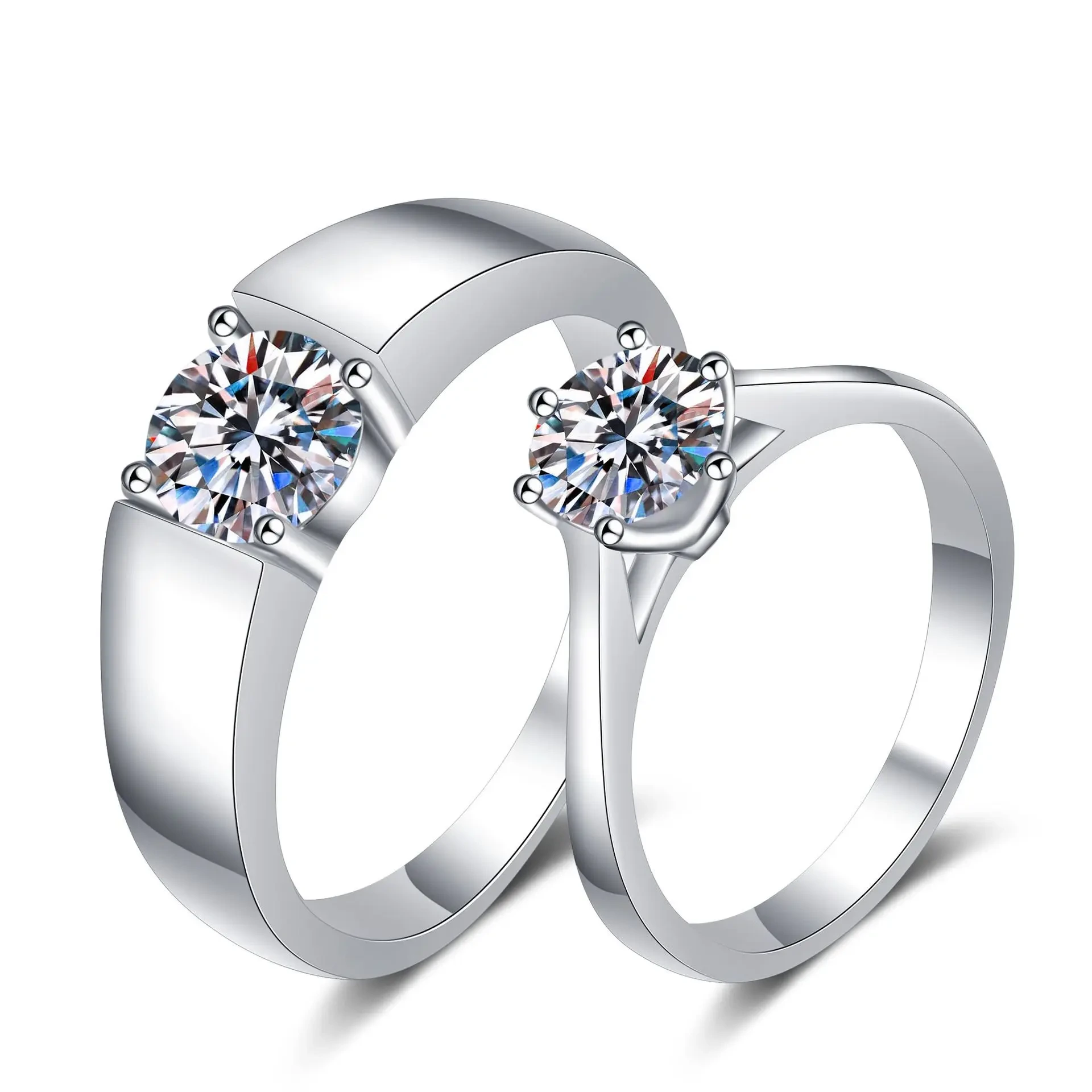 925 Sterling Silver Pt950 Plated Moissanite Diamond Wedding Rings Set For Jewelry Ring Couple Engagement Moissanite Ring 1