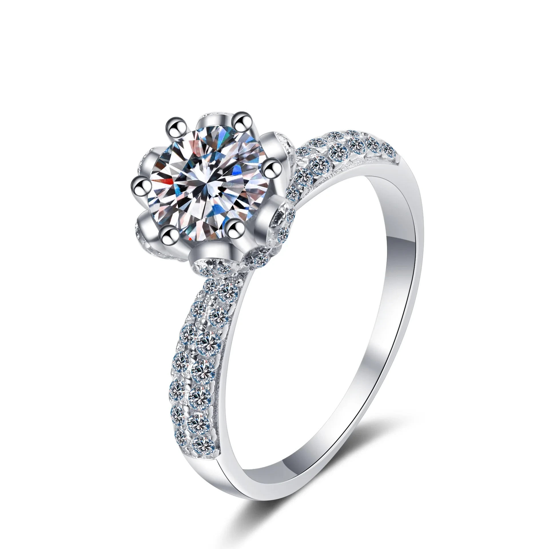 925 Sterling Silver Vvs Moissanite Diamond Wedding Engagement Promise Ladies Moissanite Fashion Women Ring 1