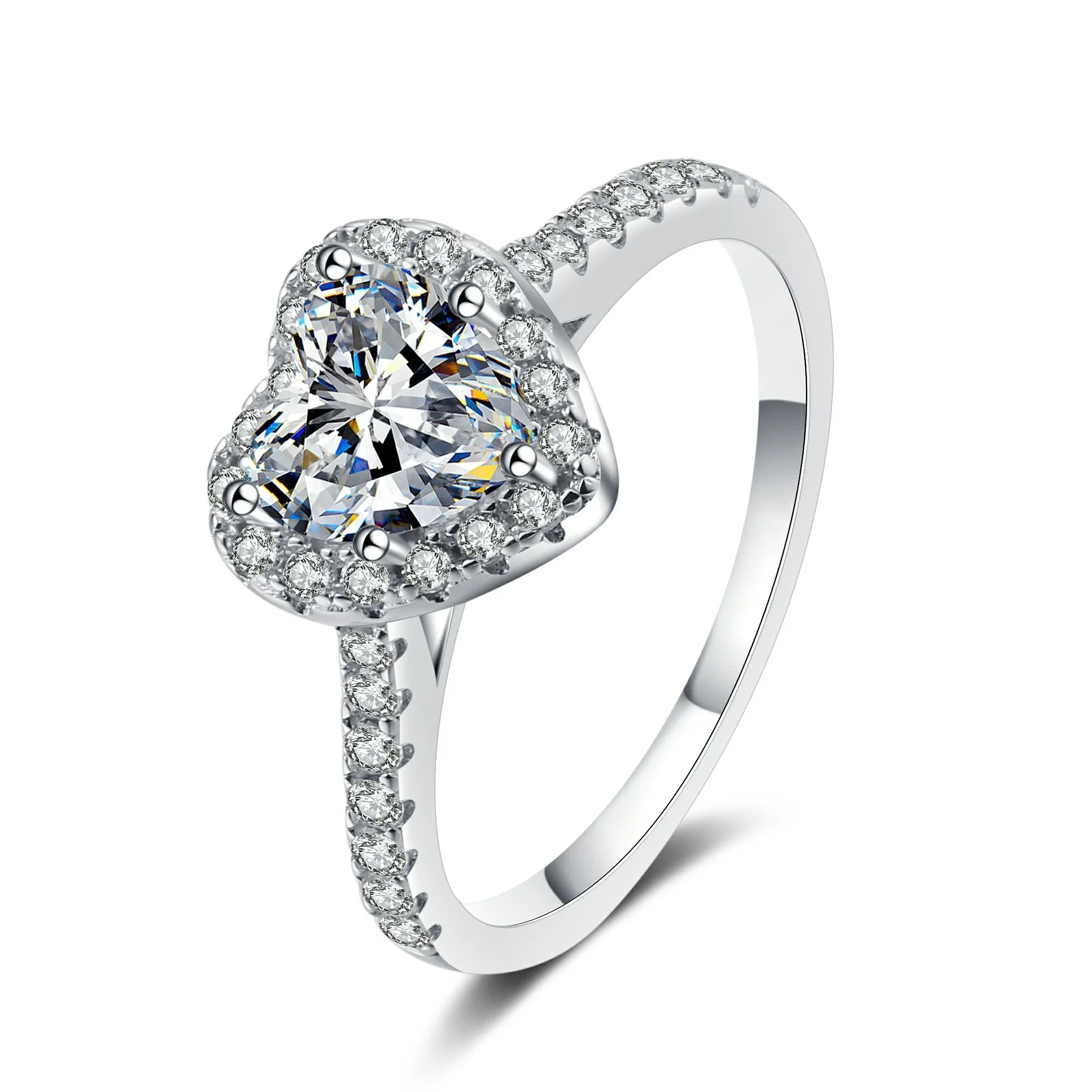 2ct. 3ct Luxury Diamond Eternity S925 Sterling Silver Moissanite Heart Rings For Women 1