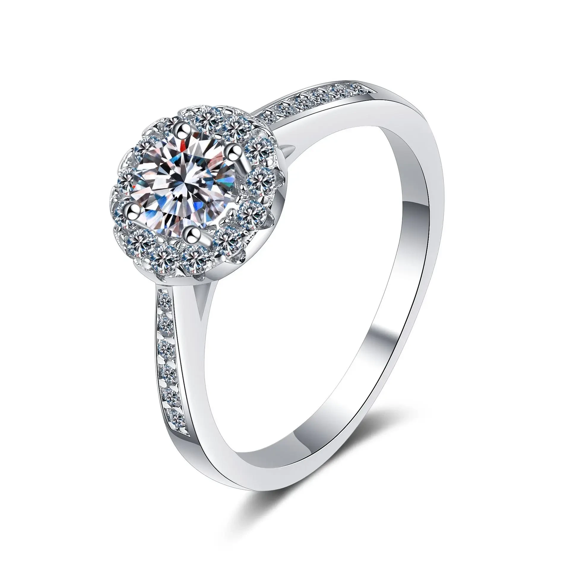 925 Sterling Silver Silver Plated Platinum 1 Carat Moissanite Ring Wedding Engagement Rings For Women 1