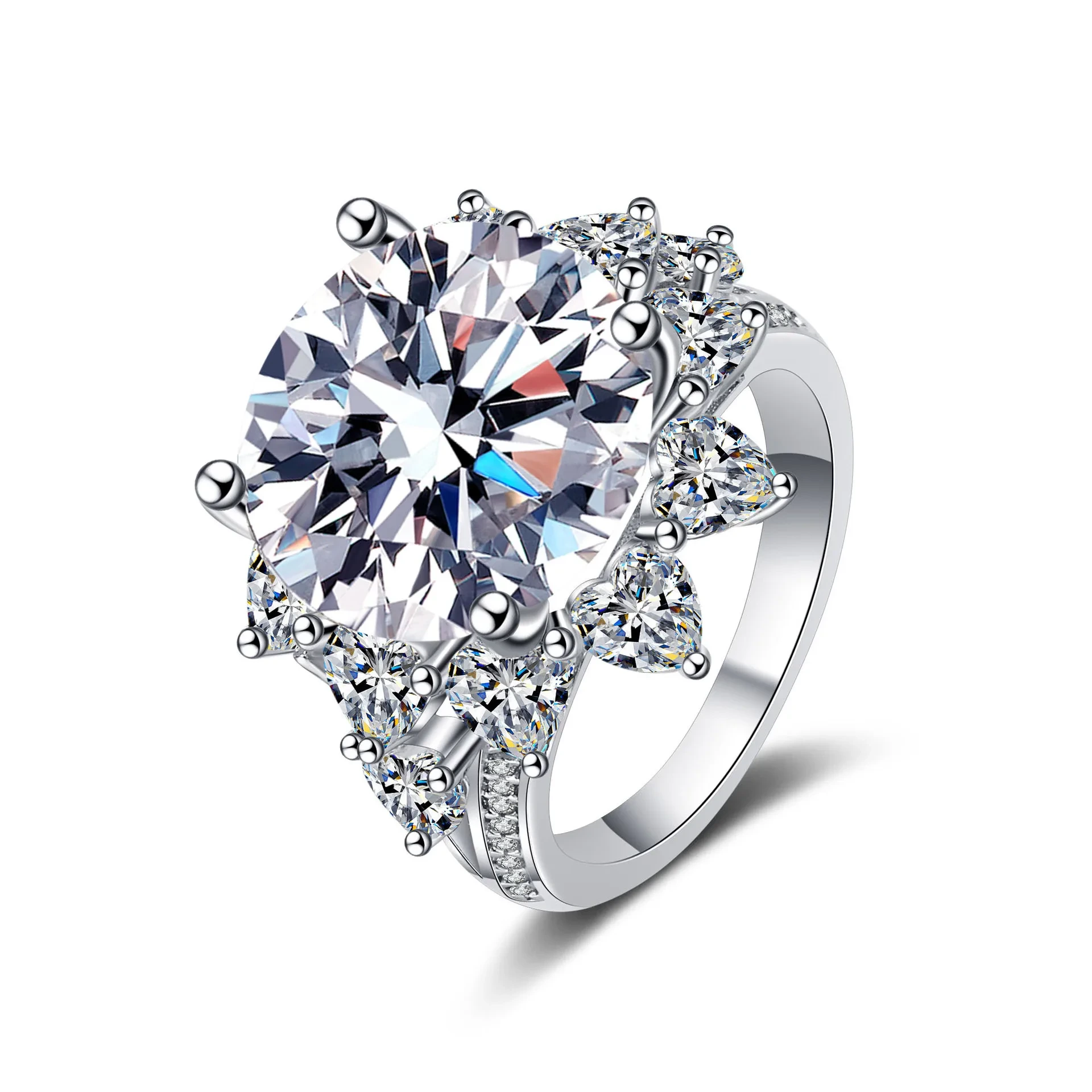 Luxury Fashion S925 Pt950 Silver-plated Wedding Ring 10ct Moissanite Cubic Zirconia Luxury Designer Wedding Rings For Women 1