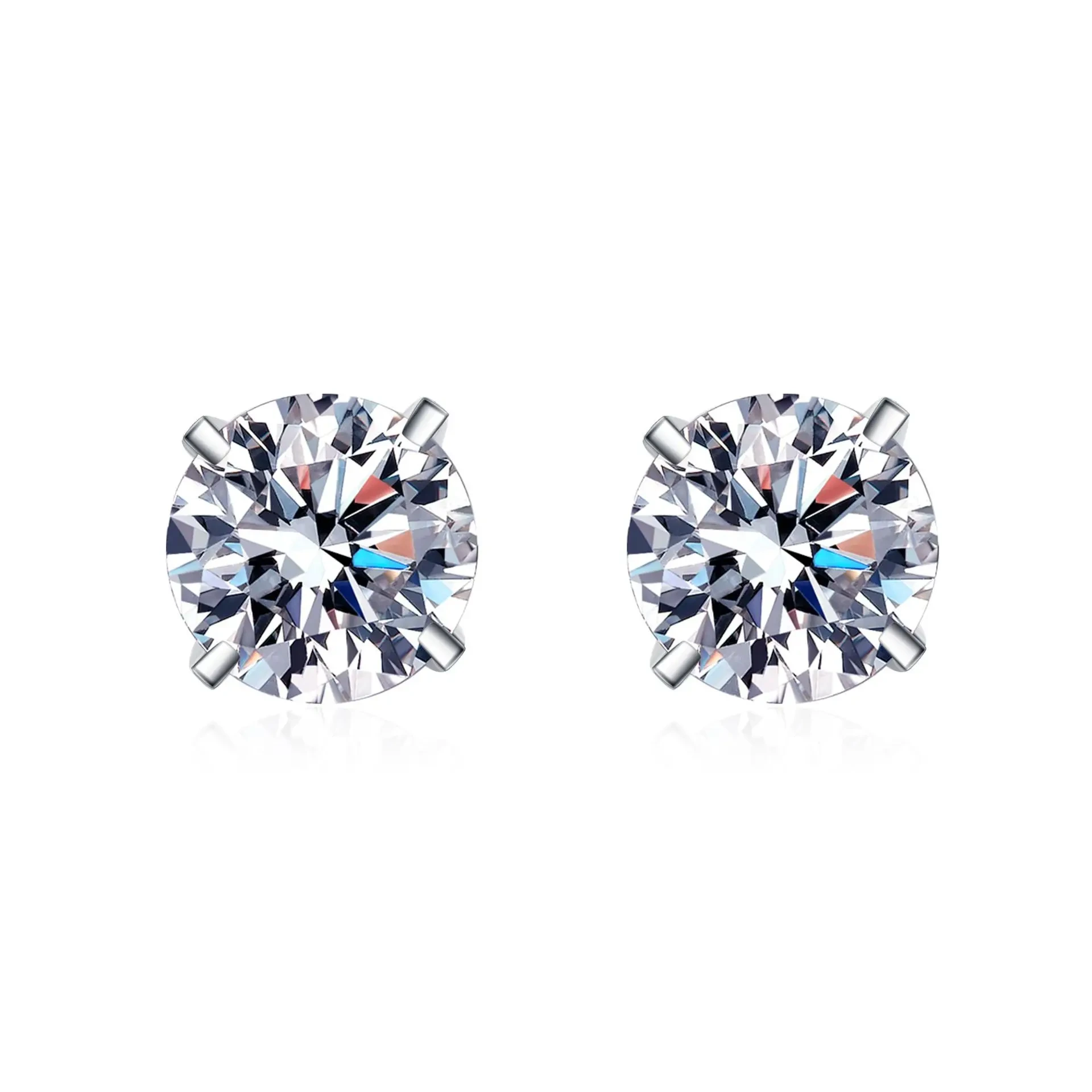 0.4ct. 0.6ct .1ct 1.6ct 2ct Fashion Jewelry Ladies 925 Sterling Silver Ladies Moissanite Simple Earrings 1