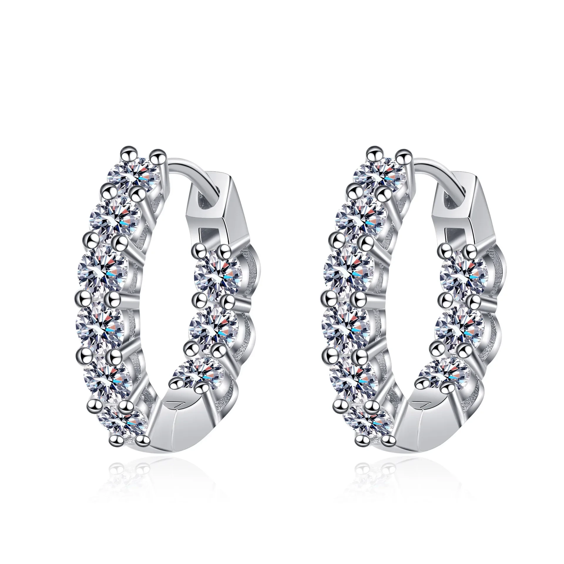 Trendy Jewelry Earring 2023 Pt950 Plated 925 Sterling Silver Diamond Hoop Bridal 1.8ct Moisssanite Earrings 1