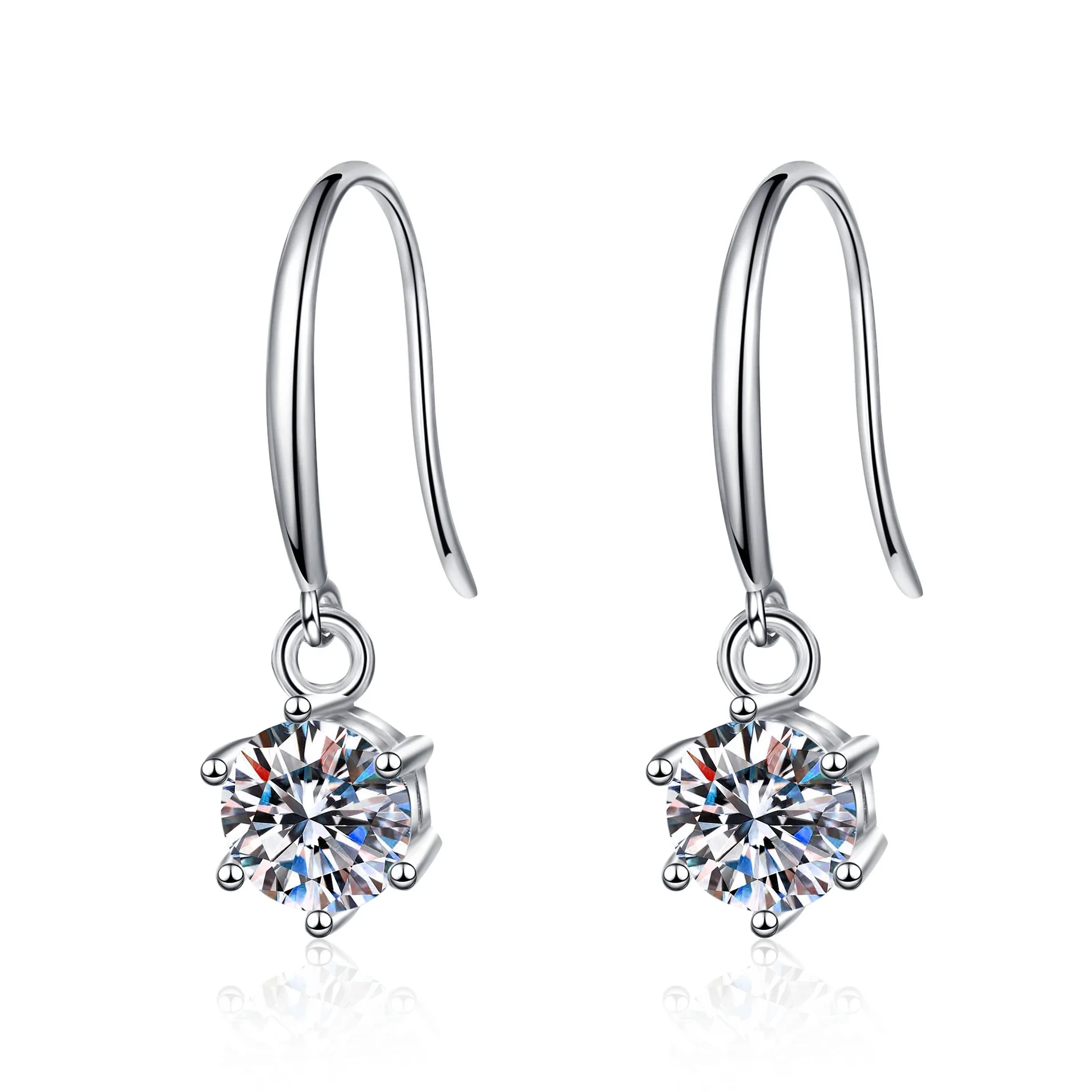 1ct/2ct S925 Sterling Silver Pt950 Platinum Plated Moissanite Classic Drop Earrings Usa Bridal Earrings Wedding 1